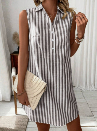 Robe chemise rayée col V — vue principale